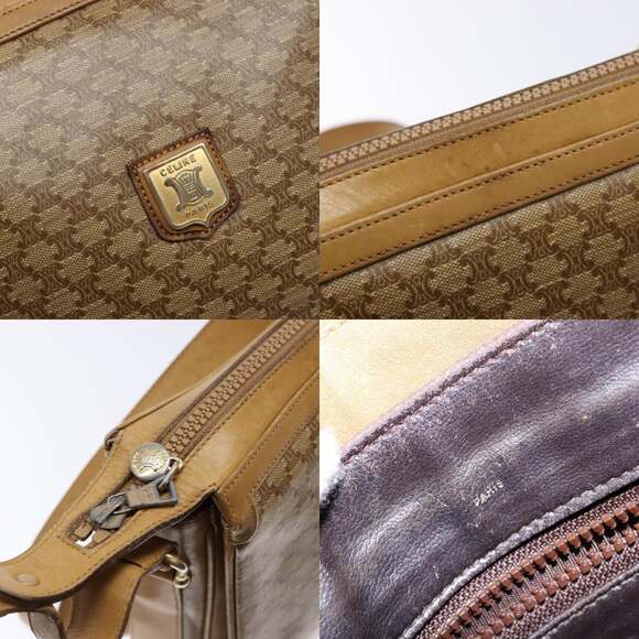 CELINE Macadam Canvas Shoulder Bag Beige Gold - Picture 11 of 13